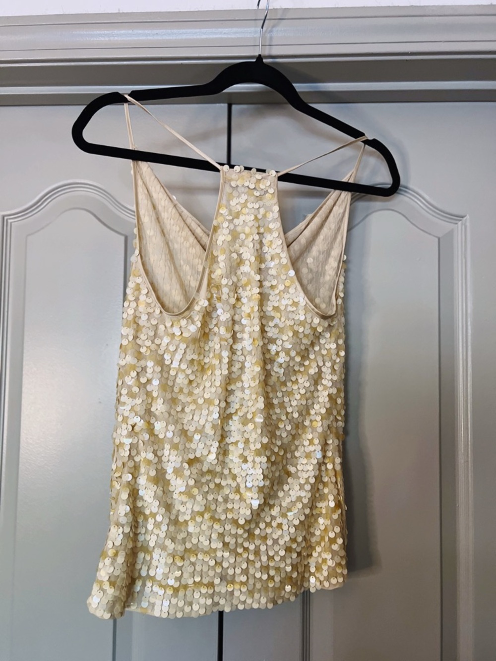 SOLD 💗 Peter Nygård Sequin Tank Top Gold Champagne Racerback Party Size 8 - Picture 4 of 8